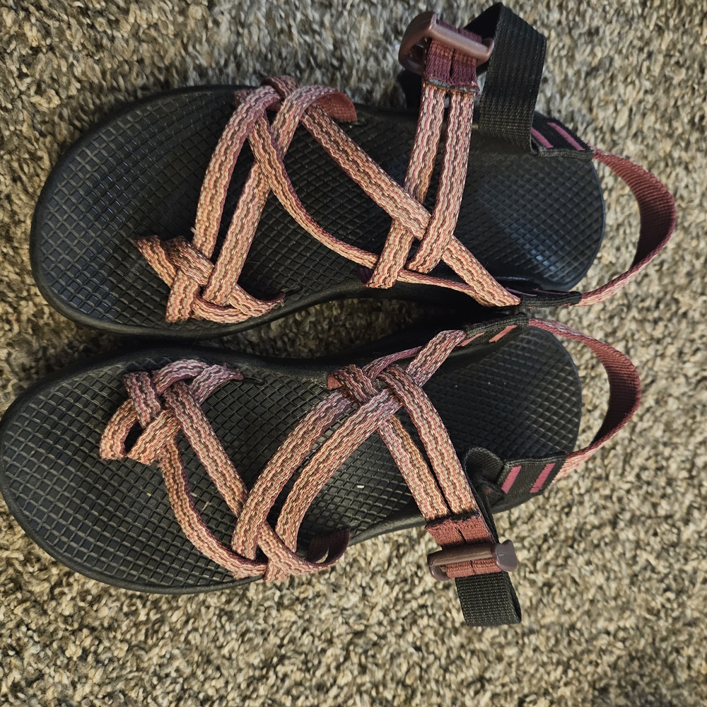 Women's Pink and Black Chacos